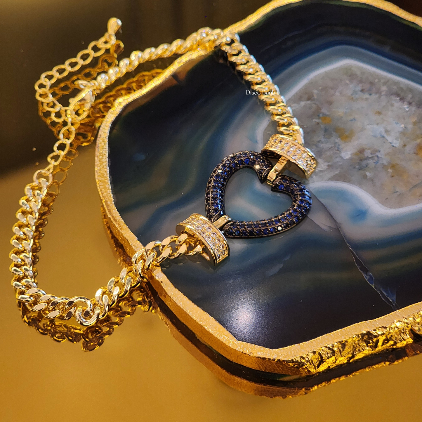 Cuban chain bracelet (Navy Blue Heart)