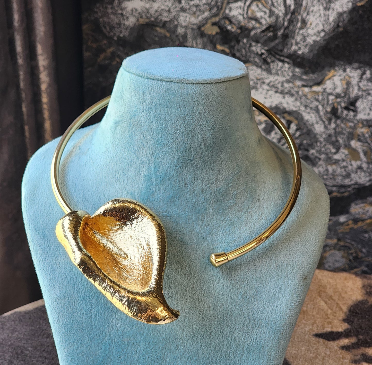Gold leaf statement necklace