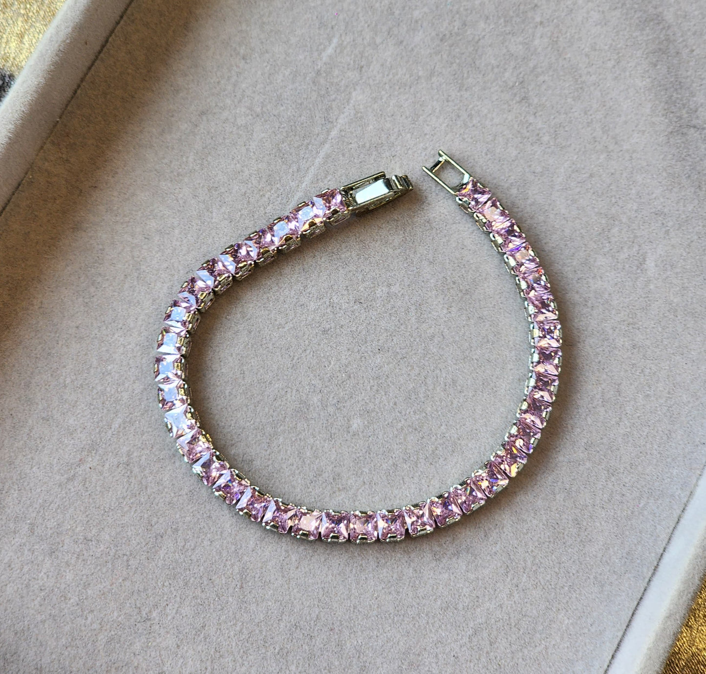 Pink tennis bracelet