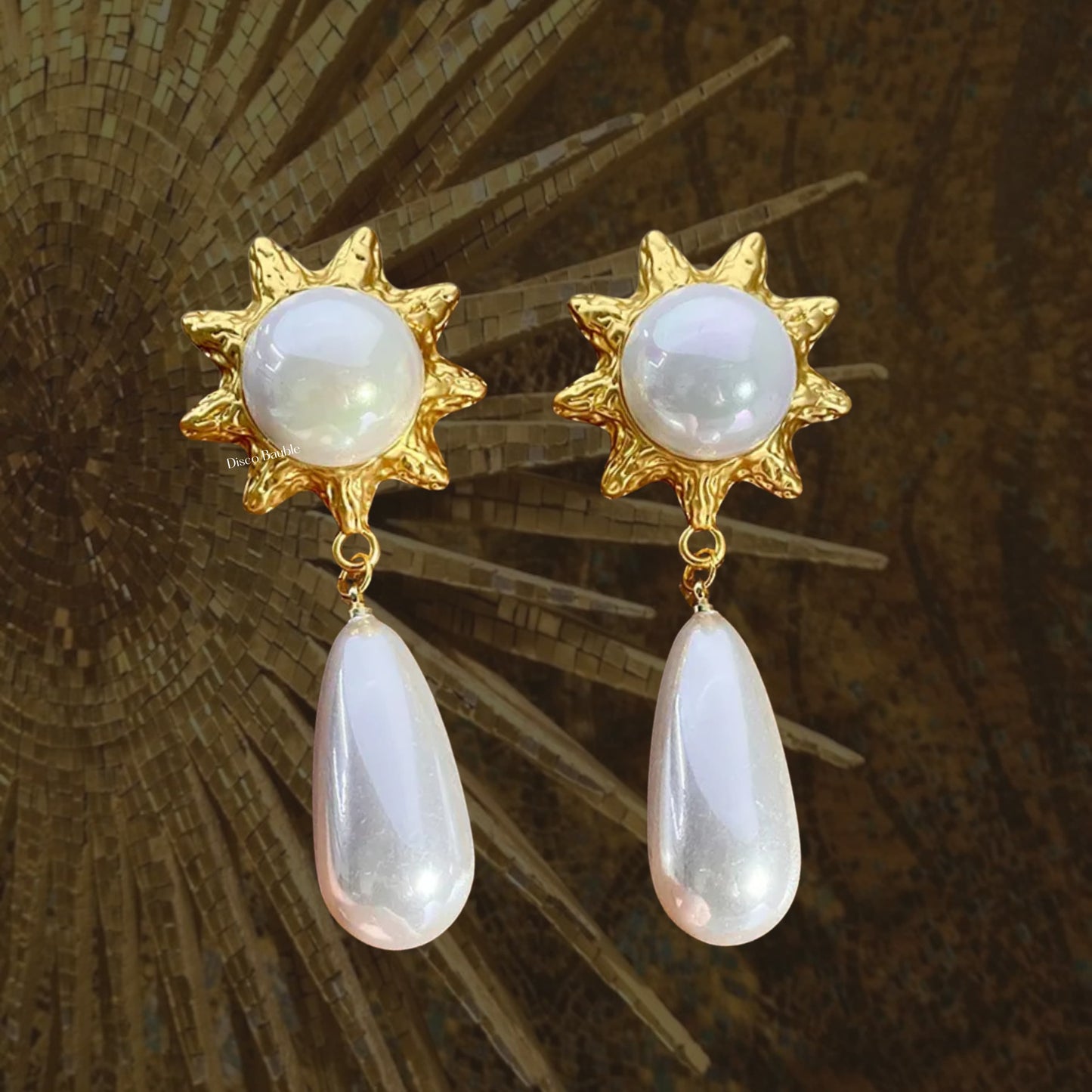 Pearl sun earring