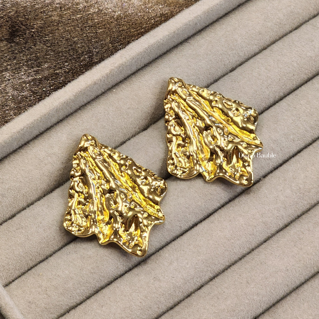 Gold Crinkle Earrings