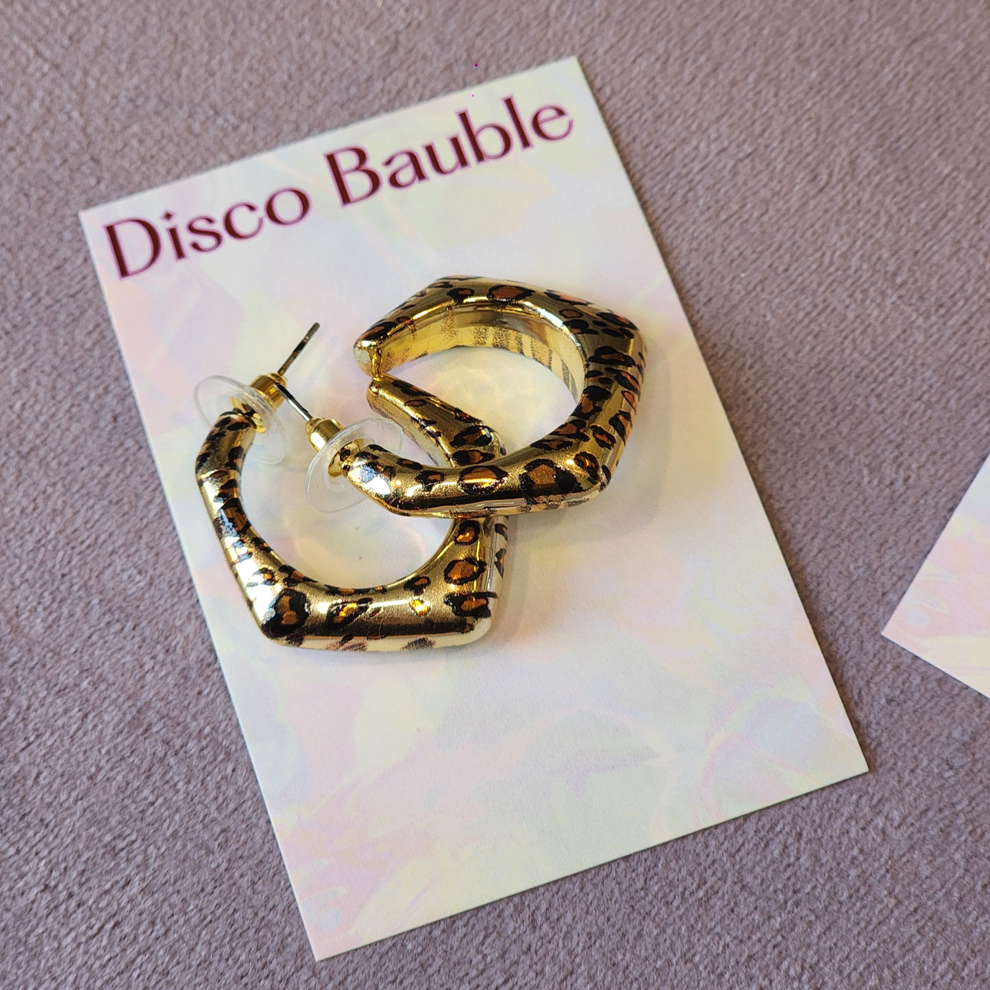 Leopard metallic hoops