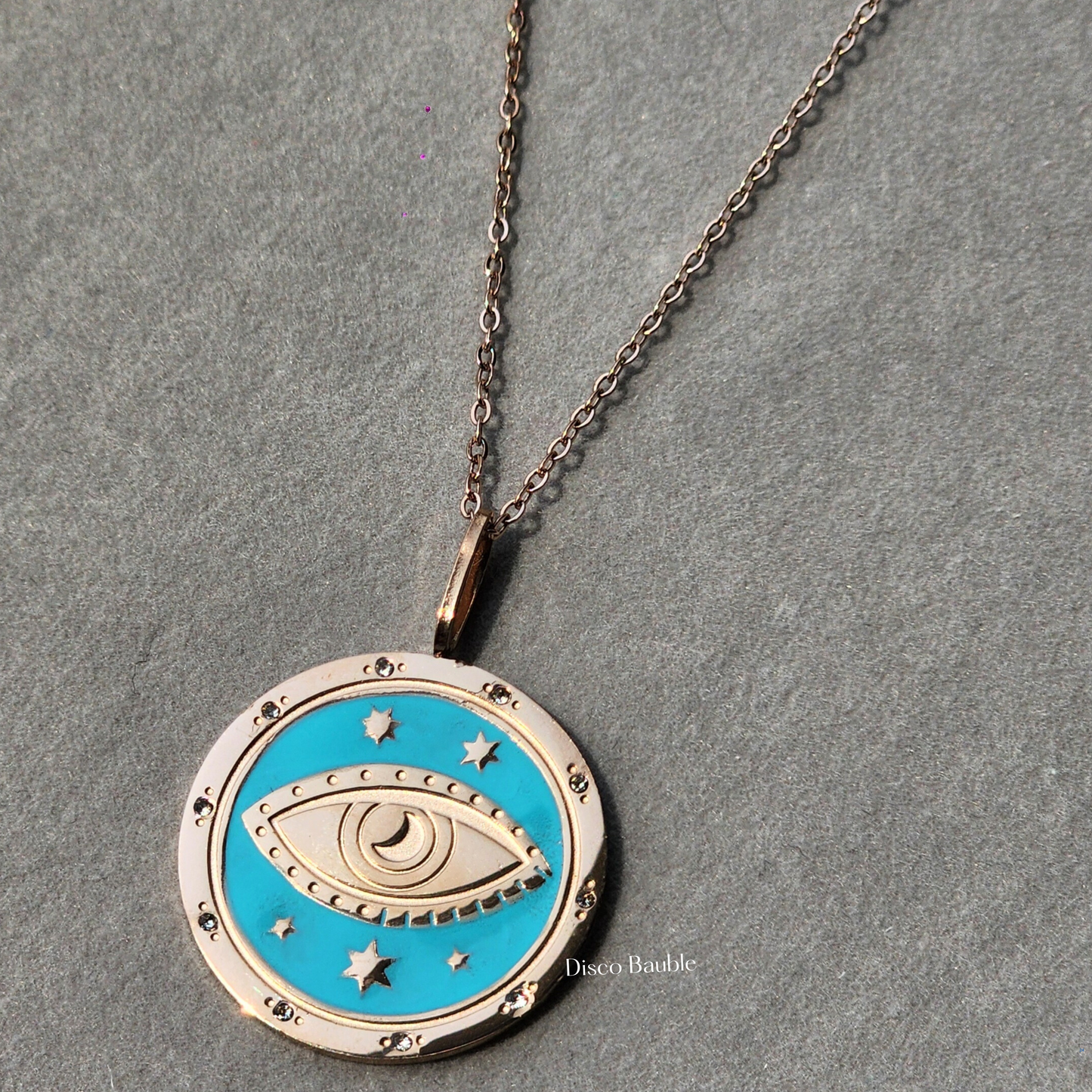 Evil eye pendant with chain (Rose gold)