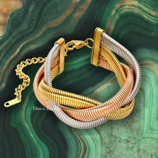 Gold plated 3 metallic colors bracelet