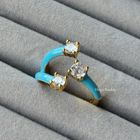 Colorful ring with zircons (Blue)