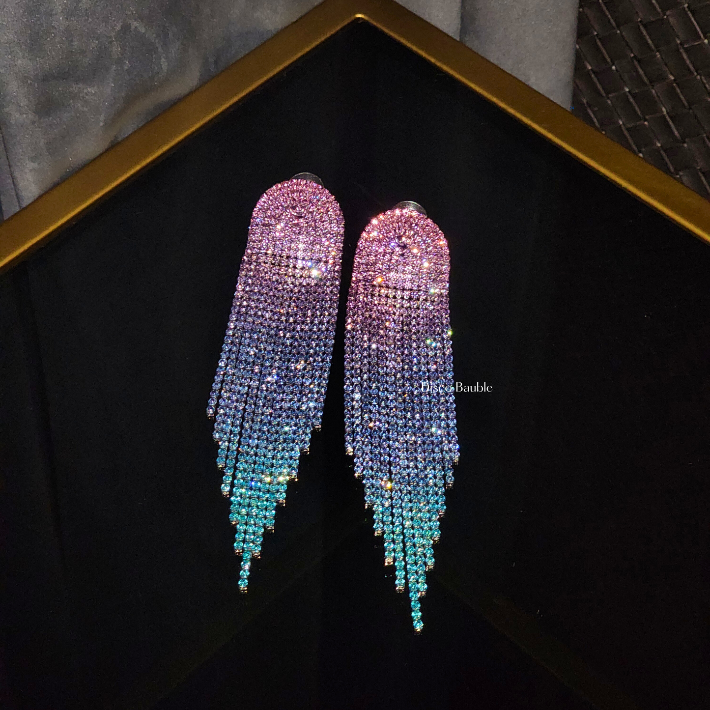 Bling bling duster earrings (Pink, purple & blue)