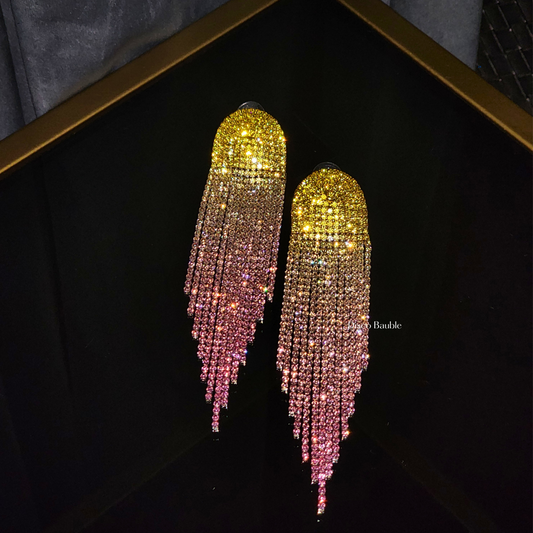 Bling bling duster earrings (Pink & Yellow)