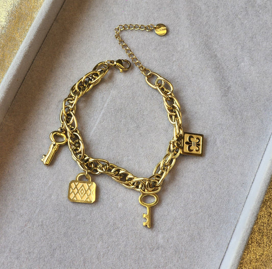 Gold charms bracelet