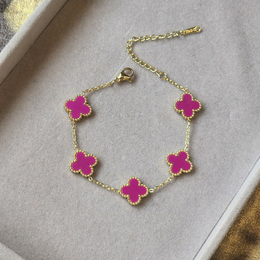Pink clover bracelet