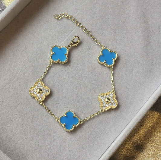 Blue clover bracelet