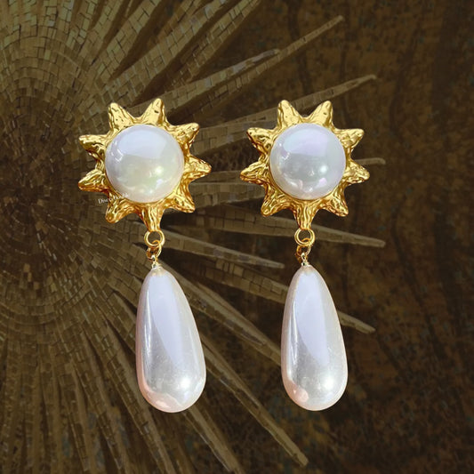 Pearl sun earring