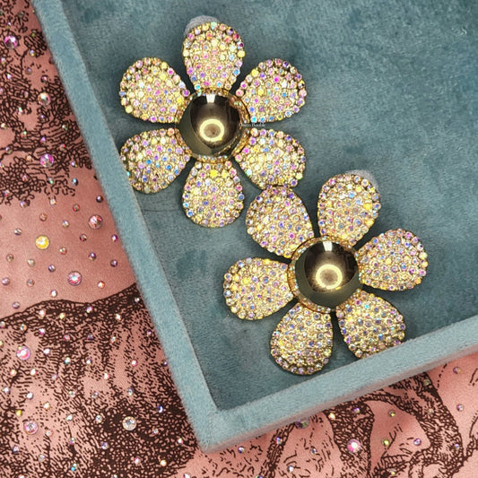 Big Flower Rhinestone Earrings