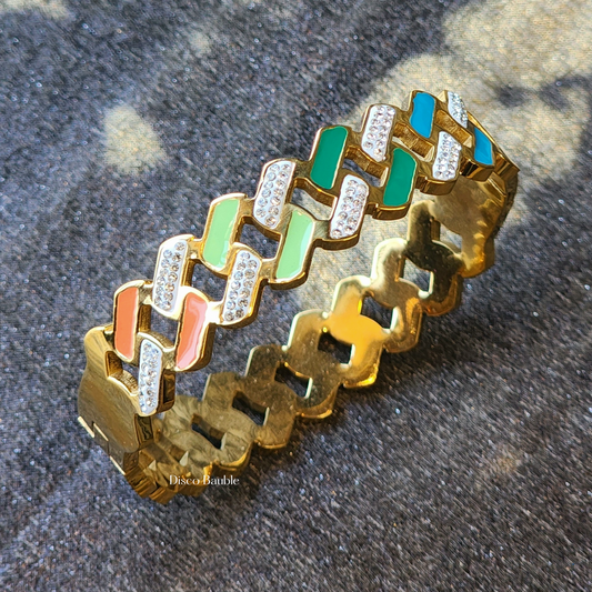 Enamel Cuban Chain Bangle