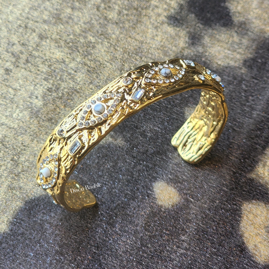 White Evil Eye Textured Bangle