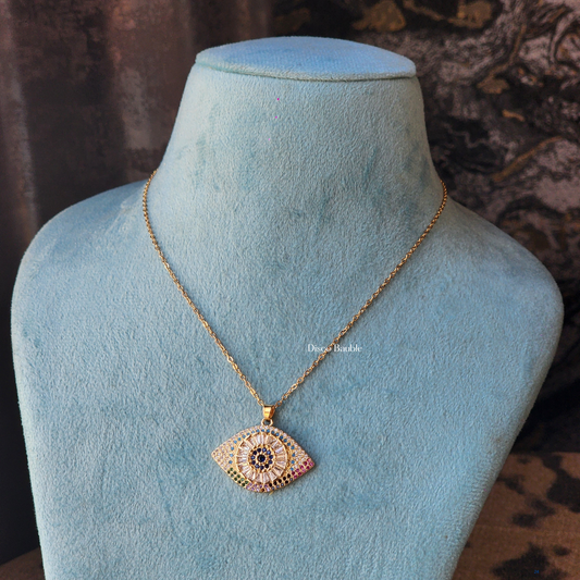 Evil eye iced pendant necklace