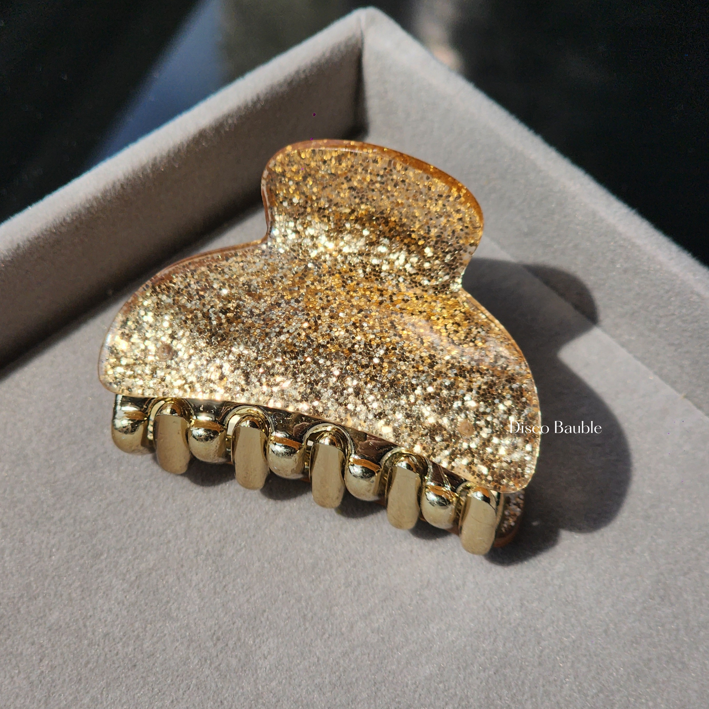 Medium glam glitter hair clip (Gold)