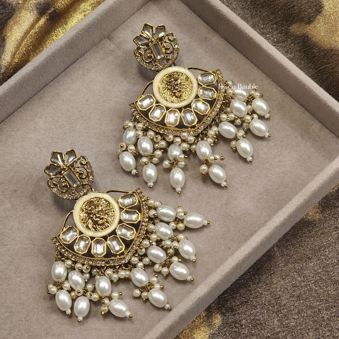 Lion Chandbali (White)