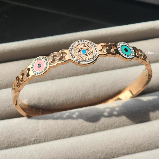 Pastel evil eye bangle (Rose gold)