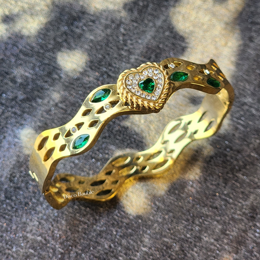 Green Stone Heart Bangle