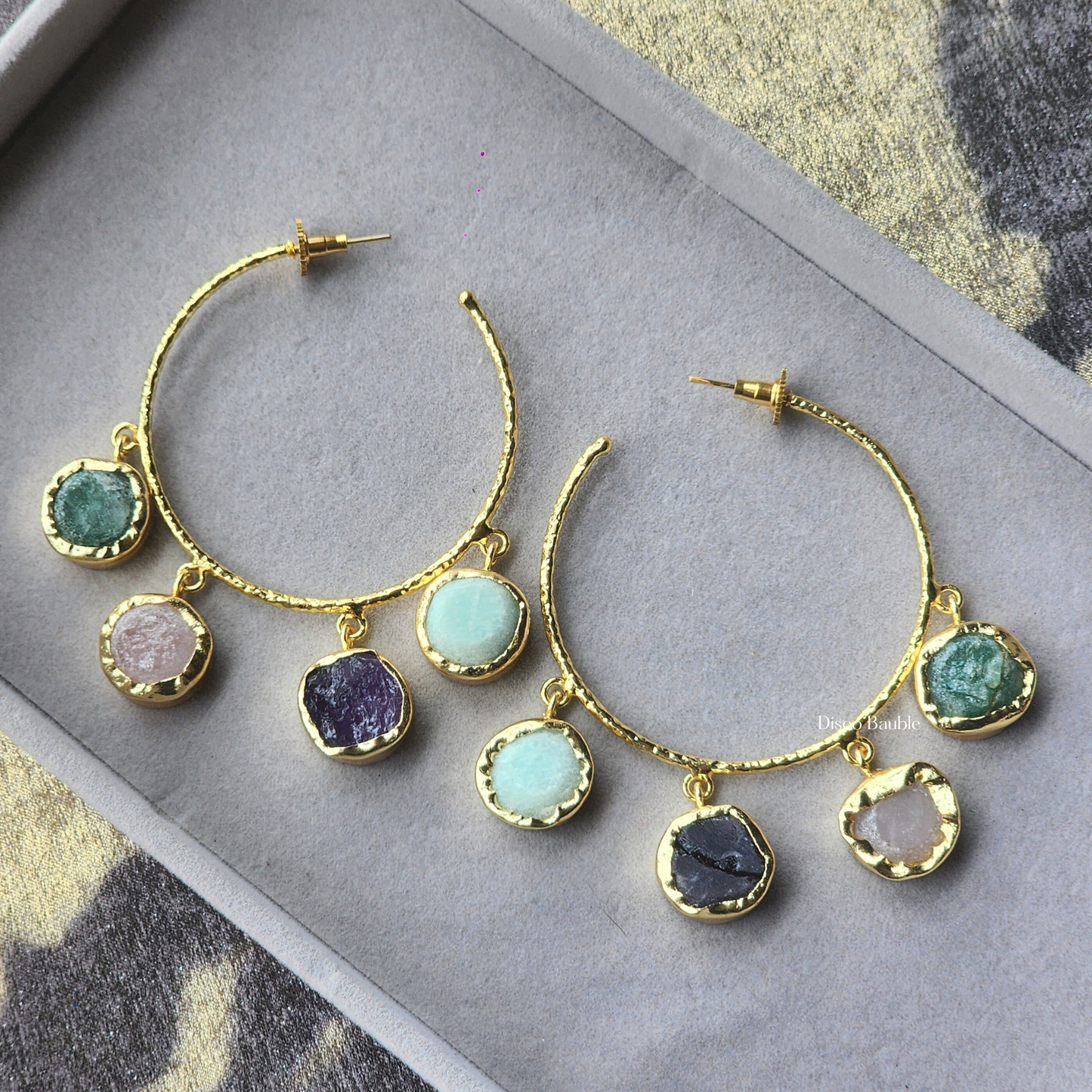 Gemstone big hoops