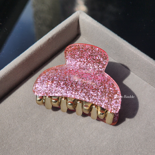 Medium glam glitter hair clip (Pink)