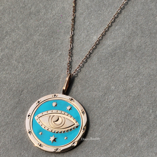 Evil eye pendant with chain (Rose gold)